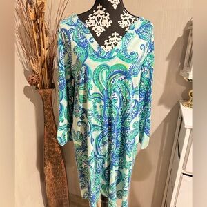 Lilly Pulitzer Blue and Green Paisley Mini Dress